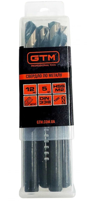 Свердло GTM 12,0 мм HSS 5 шт. з подвійним покриттям (EM2-120K)